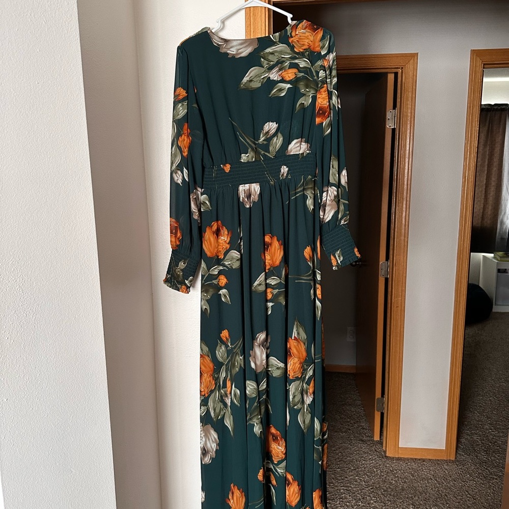 Green Floral Baltic Born Long-sleeve maxi dress. Size medium. Worn once.